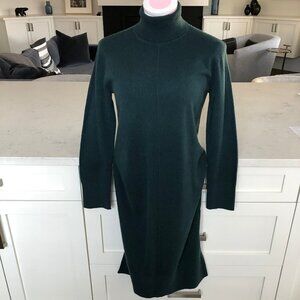 Club Monaco Recycled Cashmere Turtleneck Sweater Dress Forest Green Sz XS NWT